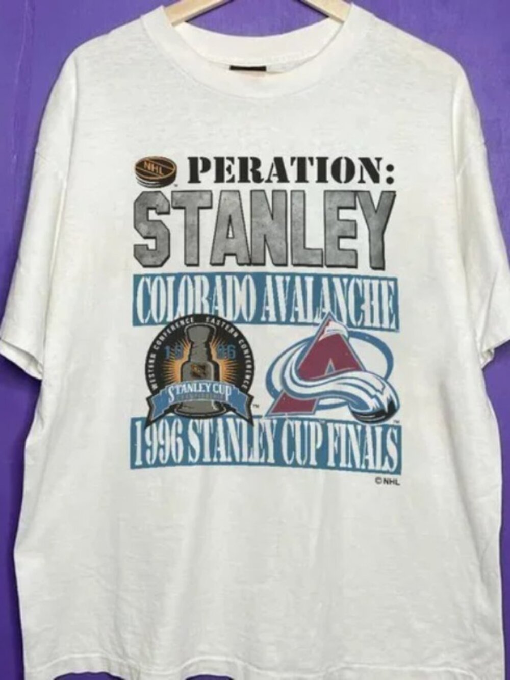 Vintage 90s Colorado Avalanche Hockey 1996 Stanley Cup Finals Shirt